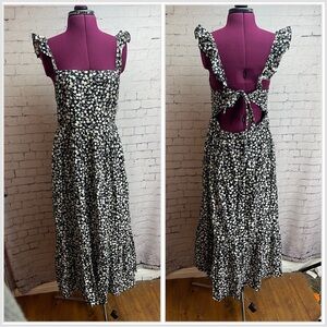 Rixo Target black and cream ditzy floral dress midi length size 10